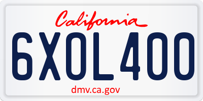 CA license plate 6XOL400