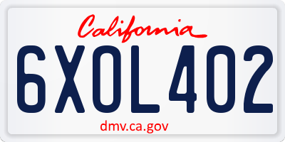 CA license plate 6XOL402
