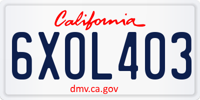 CA license plate 6XOL403