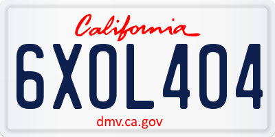 CA license plate 6XOL404