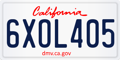 CA license plate 6XOL405