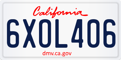 CA license plate 6XOL406