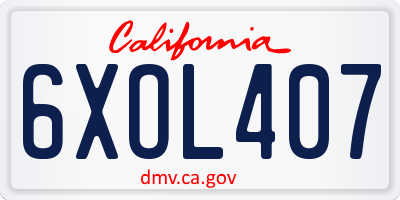 CA license plate 6XOL407