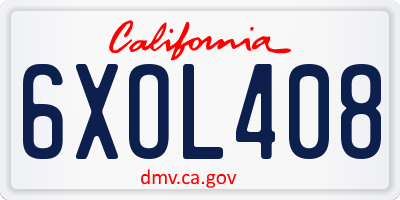 CA license plate 6XOL408