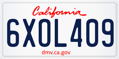CA license plate 6XOL409