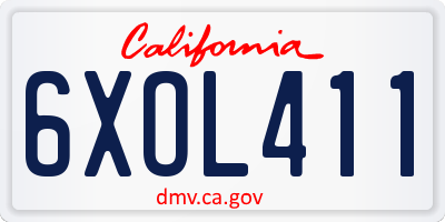 CA license plate 6XOL411