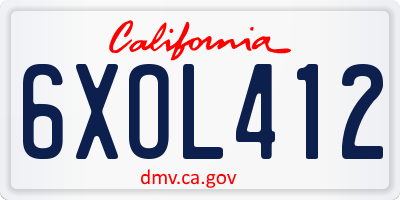 CA license plate 6XOL412