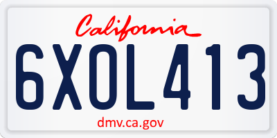 CA license plate 6XOL413