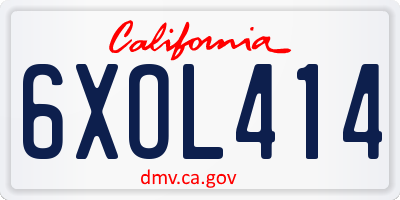 CA license plate 6XOL414