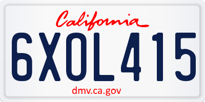 CA license plate 6XOL415