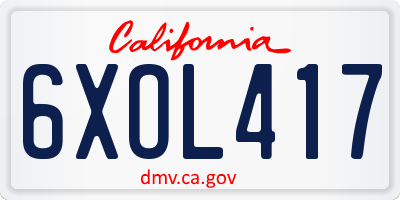 CA license plate 6XOL417
