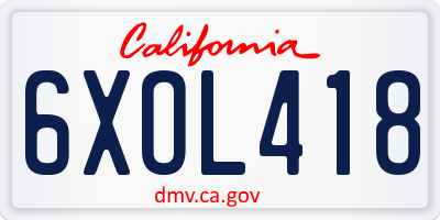 CA license plate 6XOL418