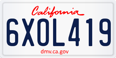 CA license plate 6XOL419