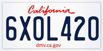 CA license plate 6XOL420