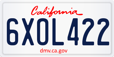 CA license plate 6XOL422