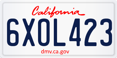 CA license plate 6XOL423