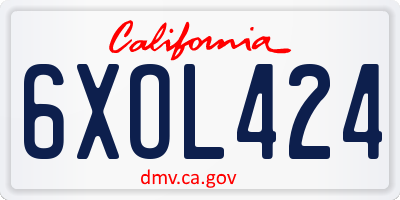 CA license plate 6XOL424