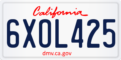 CA license plate 6XOL425