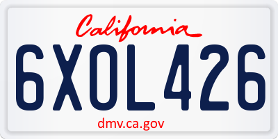 CA license plate 6XOL426