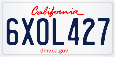 CA license plate 6XOL427