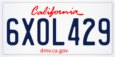 CA license plate 6XOL429