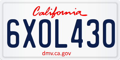 CA license plate 6XOL430