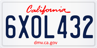 CA license plate 6XOL432