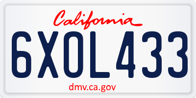 CA license plate 6XOL433