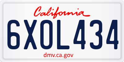 CA license plate 6XOL434