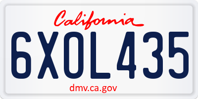 CA license plate 6XOL435