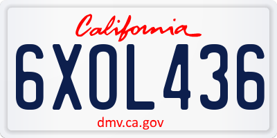 CA license plate 6XOL436