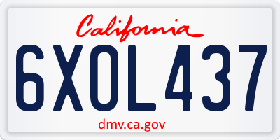 CA license plate 6XOL437