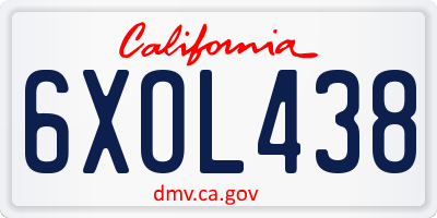 CA license plate 6XOL438