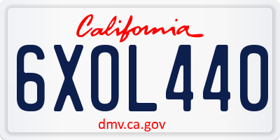 CA license plate 6XOL440