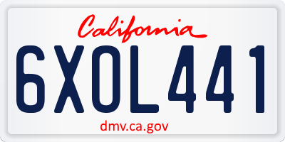 CA license plate 6XOL441