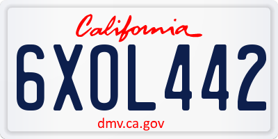 CA license plate 6XOL442
