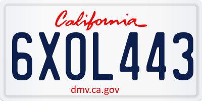 CA license plate 6XOL443