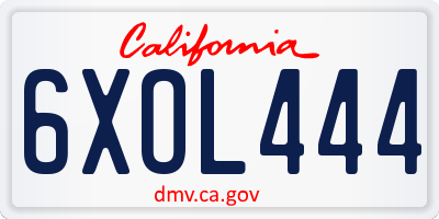 CA license plate 6XOL444