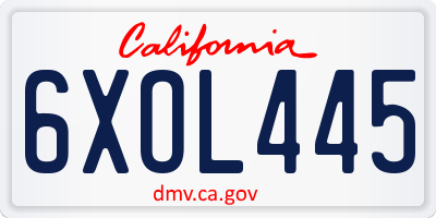 CA license plate 6XOL445
