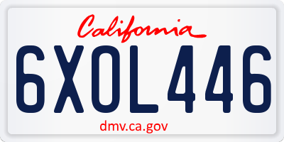 CA license plate 6XOL446