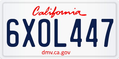 CA license plate 6XOL447