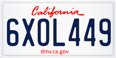 CA license plate 6XOL449