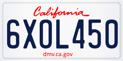 CA license plate 6XOL450