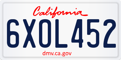 CA license plate 6XOL452