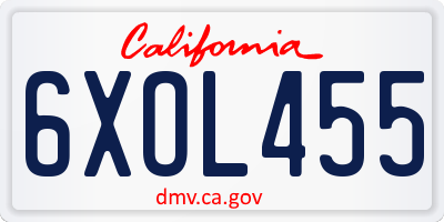 CA license plate 6XOL455