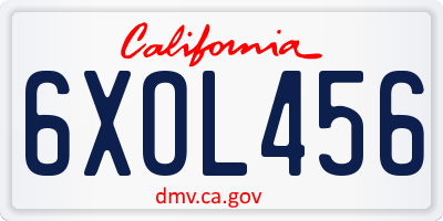 CA license plate 6XOL456