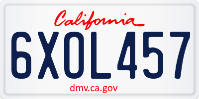 CA license plate 6XOL457