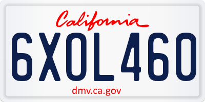 CA license plate 6XOL460