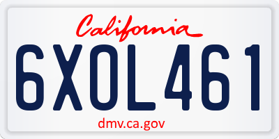 CA license plate 6XOL461