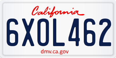 CA license plate 6XOL462